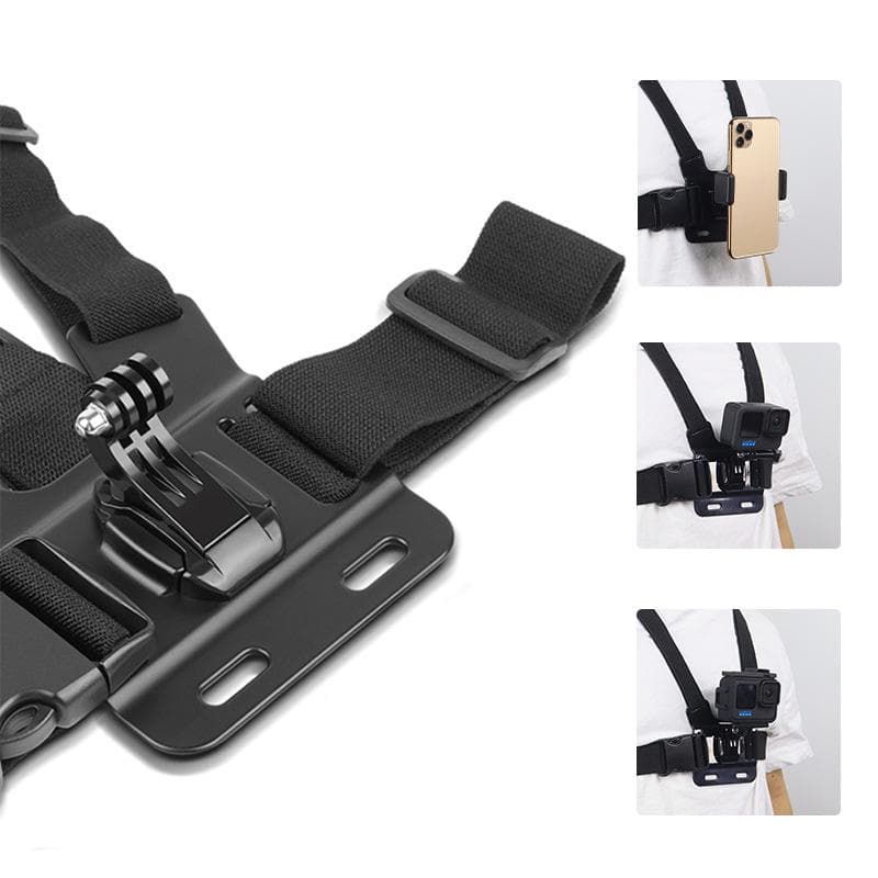 Cameras Chest Harness Set Length Adjustable Breathable Elastic 5 in 1 Smartphone Chest Mount for