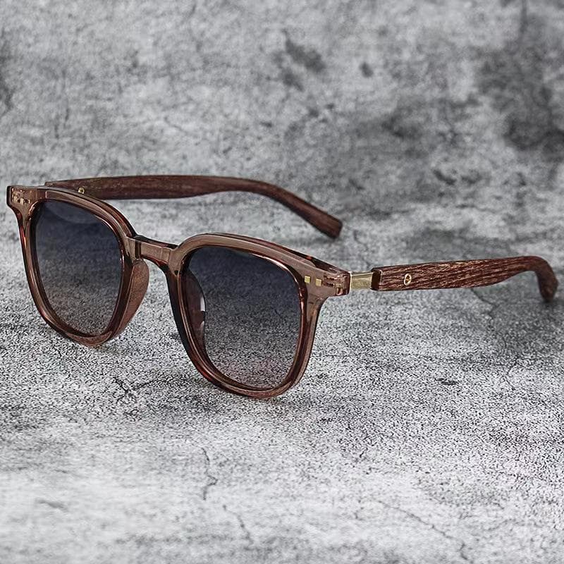 Rice Nail Sunglasses Wood Grain Frame UV400 Protection Sunshade Lightweight Stylish Eyewear for Men Women