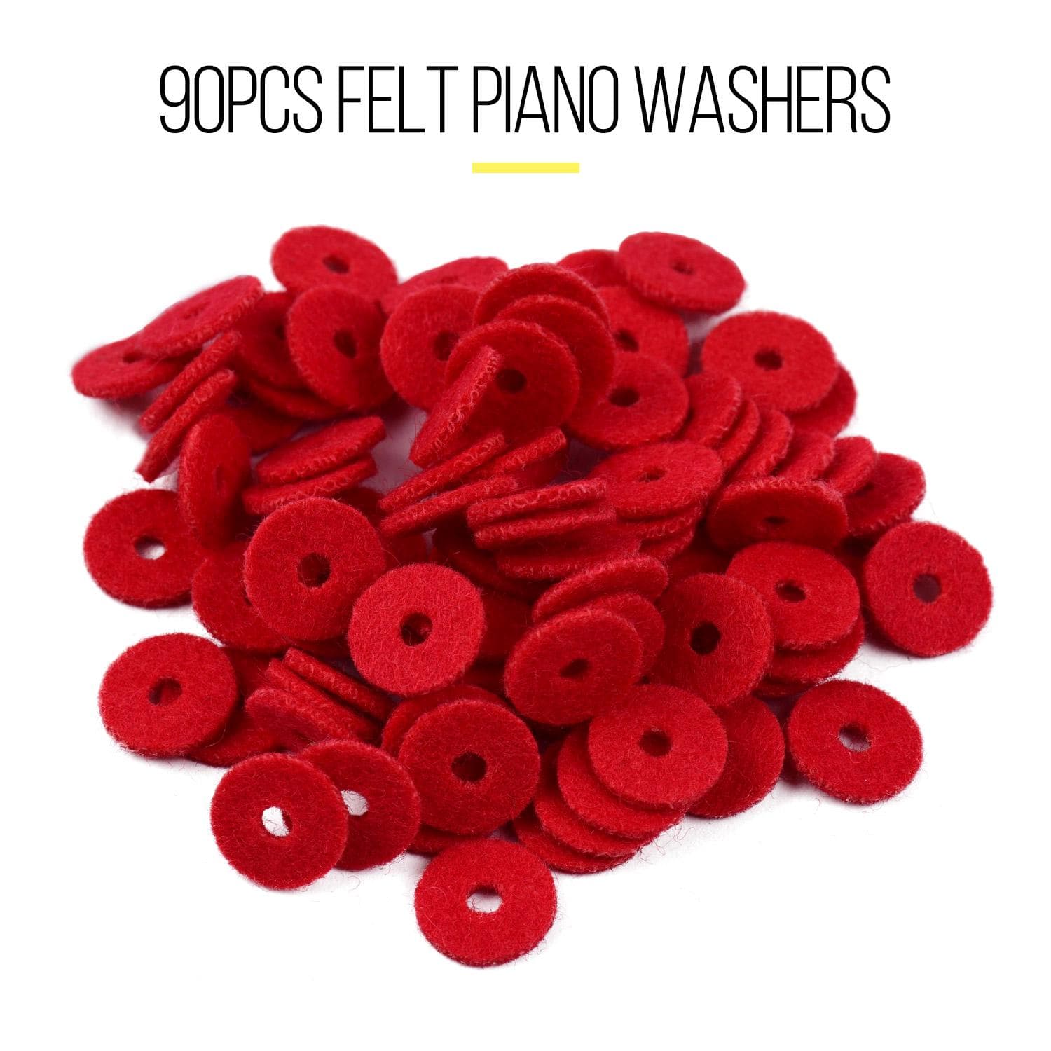 90pcs Felt Piano Washers Pads for Piano Tuning Accessories red