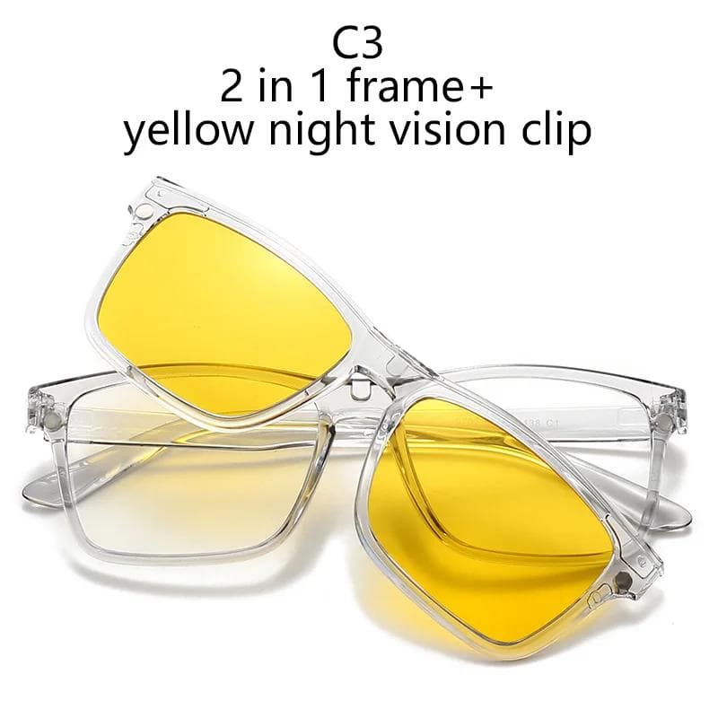 Magnetic Clip On Sunglasses Multiple Lens Transparent Grey Colorful Nearsighted Glasses UV Protection SHOW AS PICTURE