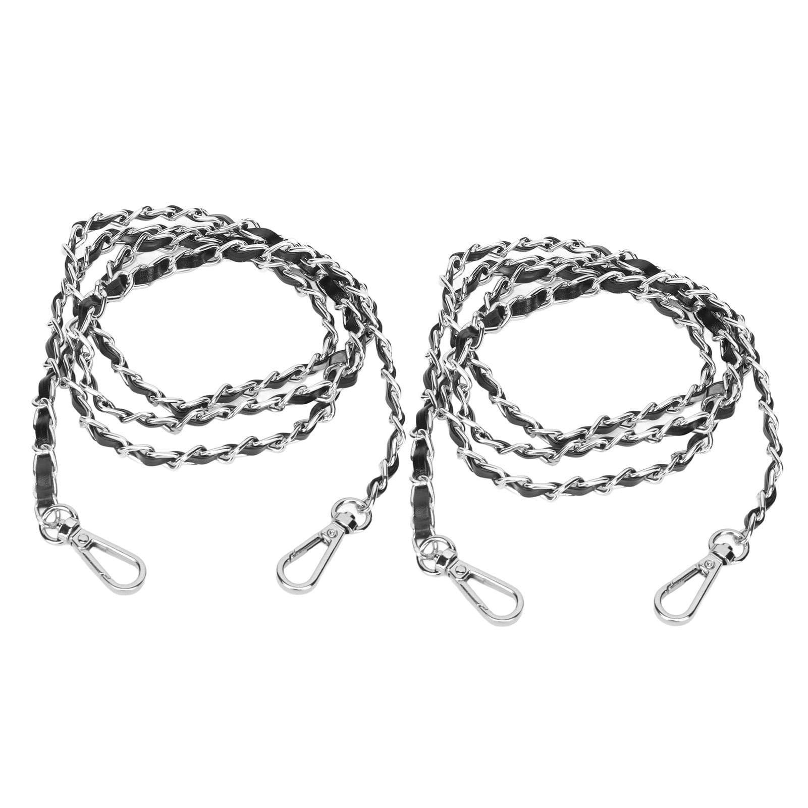 2pcs Purse Chain Strap PU Leather Metal Aluminum Replacement Chain Strap Decoration for Handbag