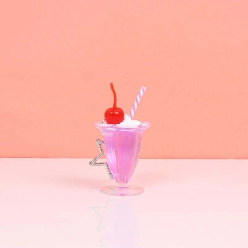 Cute Ice Cream Star Pendant Simulated Food, Fruit, Dessert, Cake Cup Pendant Bag, Pendant, Girl Gift purple