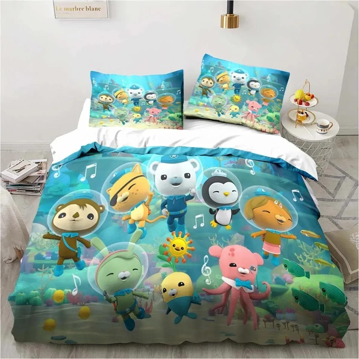 New 3D Cartoon Octonauts Bedding Set Bedroom Single Double Bed King Size Quilt Cover And Pillowcase Kid's Birthday Gift 140X200cm-2pcs