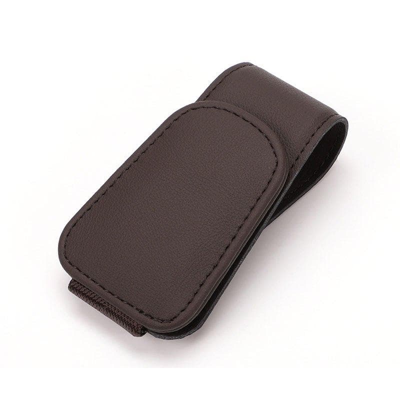 Universal Car Auto Sun Visor Eyeglass Hanger Clip Leather Glasses Holder Magnetic Multi-Function Automobile Accessories Storage brown
