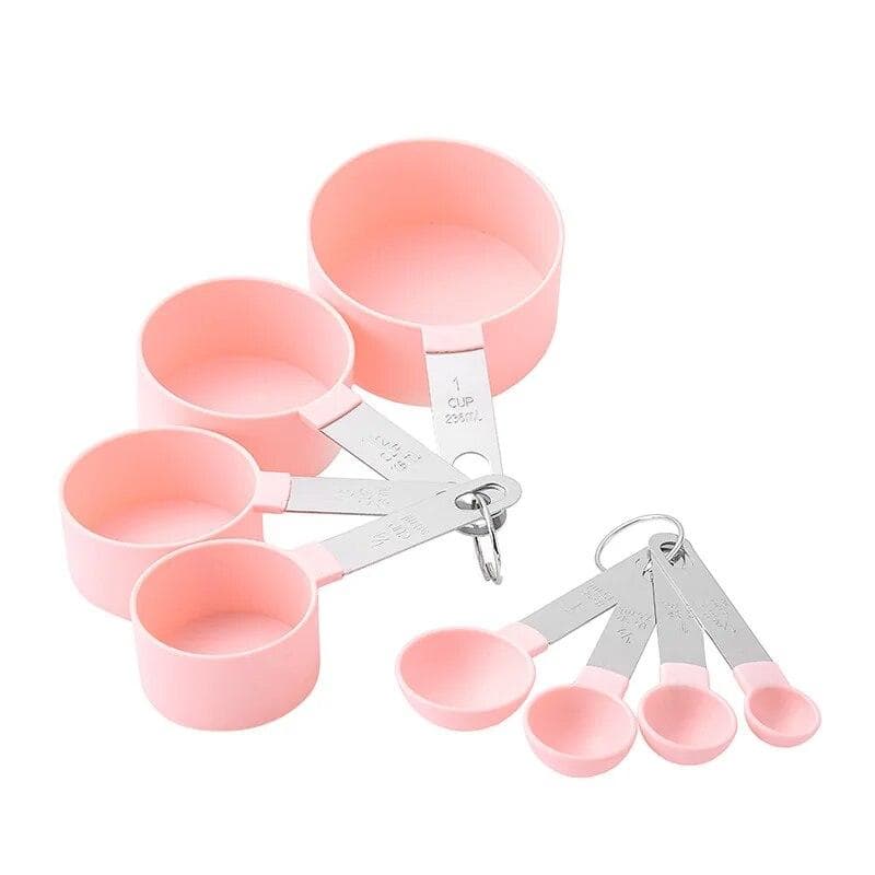 Measuring Spoons Set Measuring Cups Set Tea Coffee Measuring Tools Liquid Cake Flour Baking Cooking Kitchen Accessories pink