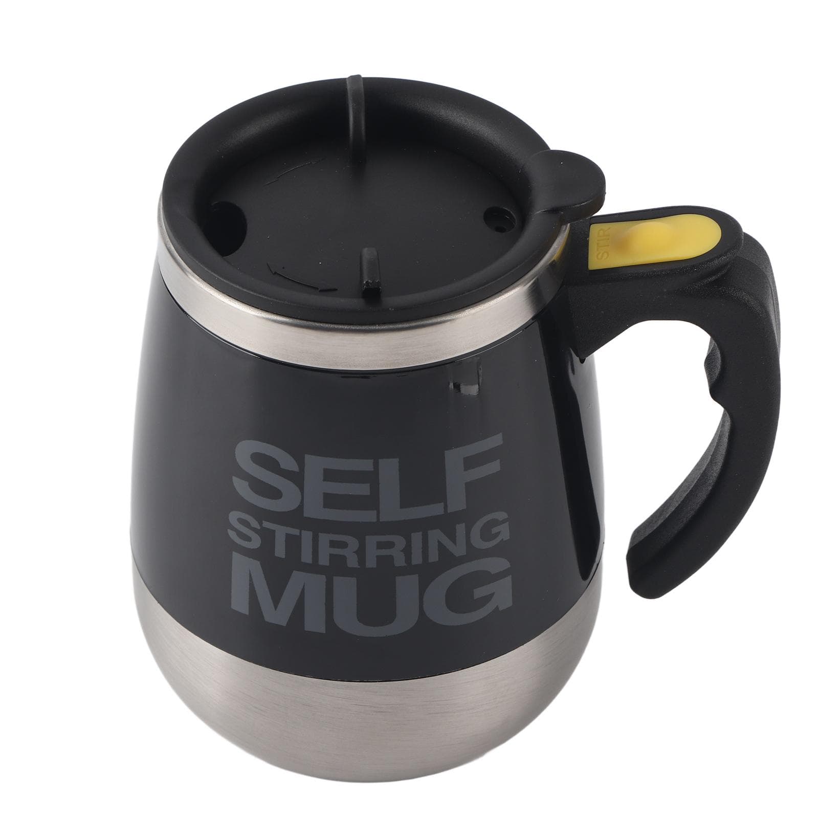 Portable Electric Stainless Steel Self Mixing Cup Magnetic Stirring Coffee Mug Black black