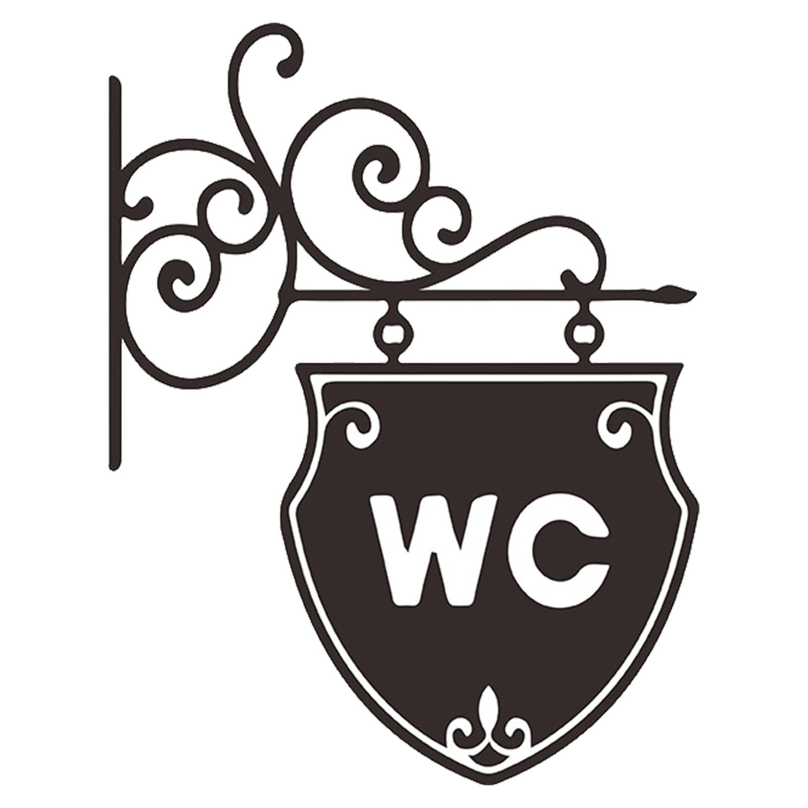 Toilet Washroom Bathroom Door Stickers WC Pattern Removable Self Adhesive Wall Decal Removable black