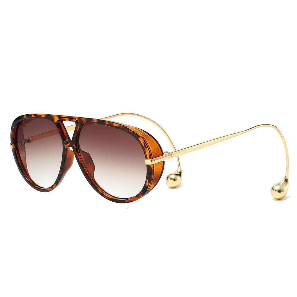 European American Fashion Sunglasses Men Women Pilot Double Beam Large Frame Metal UV Protection