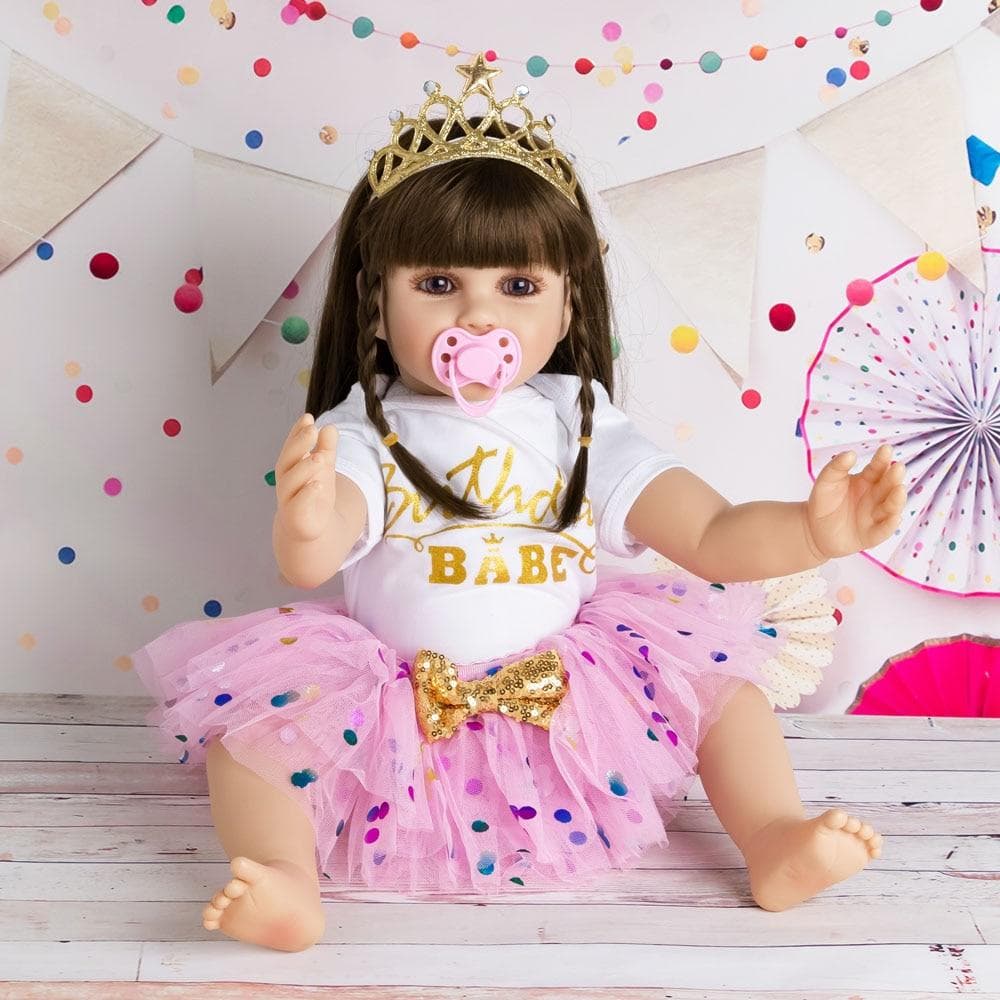 Soft Silicone Baby Reborn Toddler Doll 60 CM Lifelike Princess Girl Babies Alive Toys Birthday Gift Brown eyes
