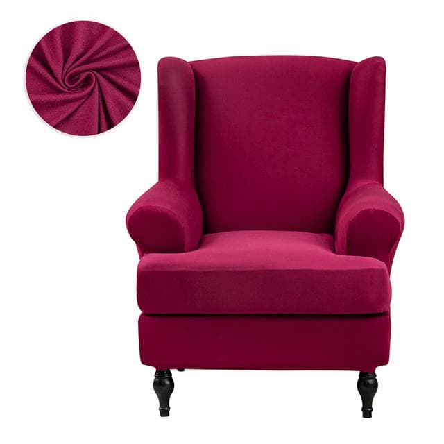 Solid Color Sloping Arm King Back Chair Cover Elastic Armchair Wingback Wing Sofa Back Chair Cover Stretch Protector Slipcover Universal Size