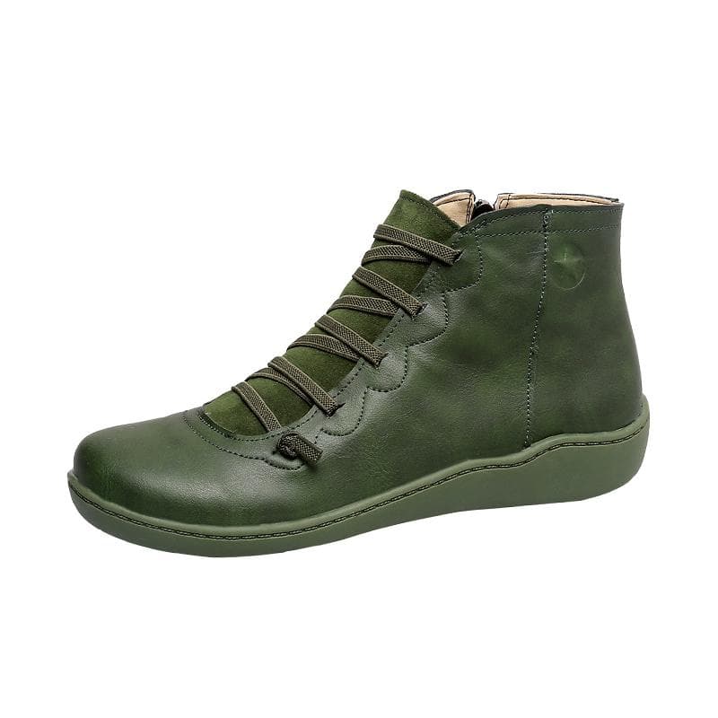 New Size 36-43 Women Boots Ankle Boots Roman Pointed Casual Booties Spring Autumn Women Leather Boots Ladies Casual Shoes 38 green