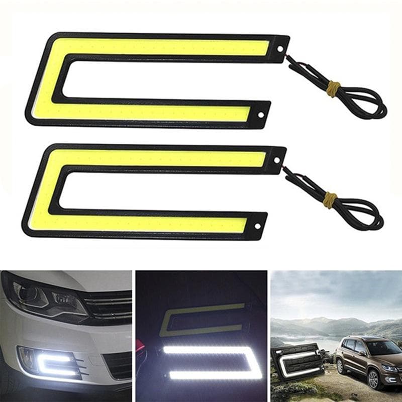 1Pc U-Shaped 12V Led Cob Car Auto Drl Driving Daytime Running Lamp Fog Light