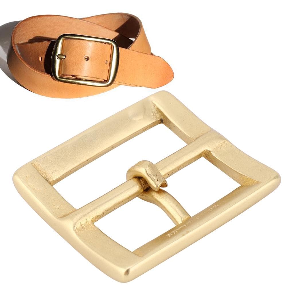 Brass Belt Buckle Single Pin End Bar Heel Gold Leather Craft Bag Hardware Accessories 40x56mm
