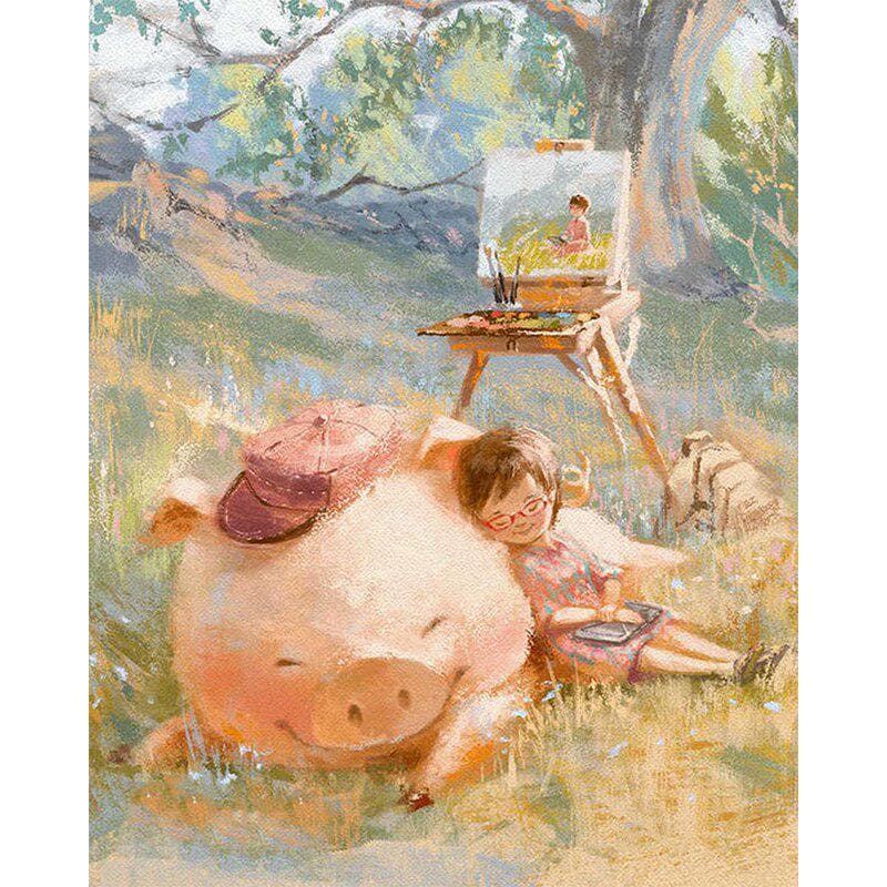 DIY 5D Full Set of Diamond Painting Cross Stitch Set Animal Pig Diamond Embroidery 20X30CM