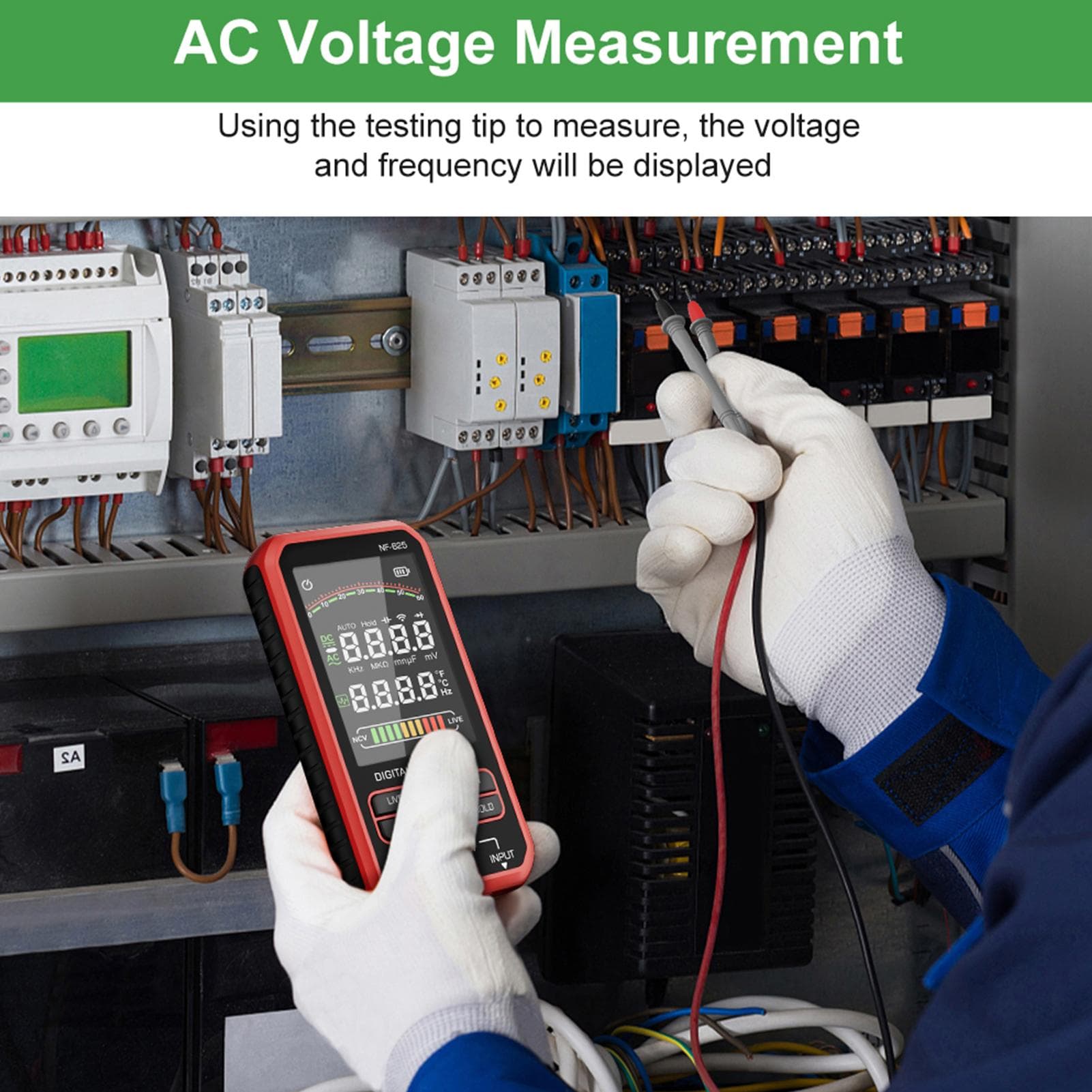 Smart Digital Multimeter, 6000 Counts, Rechargeable Multitester with Large LCD Display, ACDC