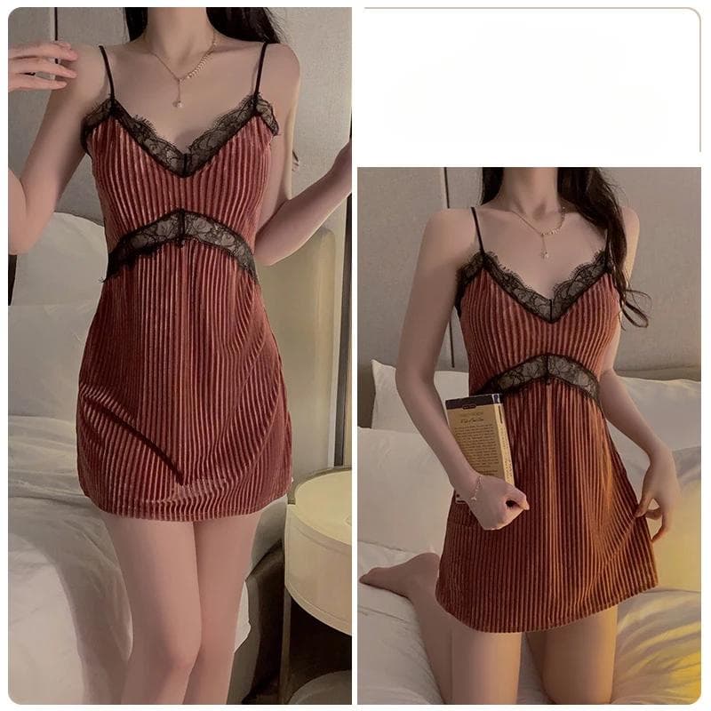 Simple Suspender Pajamas, Women's Winter Lace-up Pajamas, Women's Pajamas Sets, Women's Pajamas Underwear L