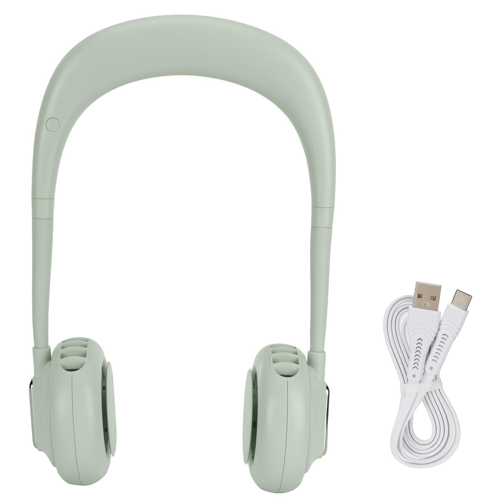 Mini Hands Free Fan USB Charging Hanging Neck Cooling Fan Adjustable 3-Speed WindGreen green
