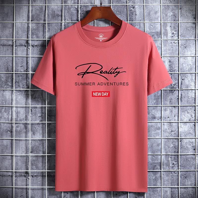 QICED Cotton Short Sleeve T-shirt Men's Fashion Loose Half Sleeve Shirt Printed Compassionate Shirt S
