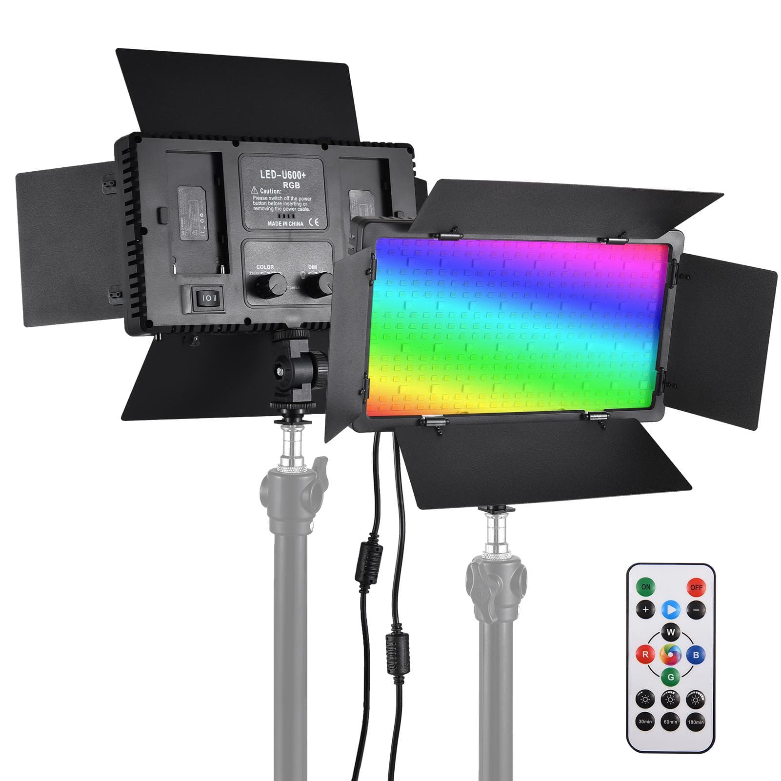 Bi-color RGB Photography Light 36W LED Light Panel 352pcs LED Beads 3200K-5600K Dimmable DC/NP US Plug black