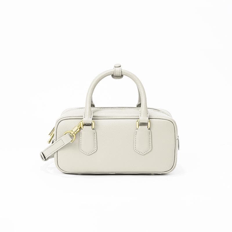 Retro Boston Bowling Bag, Niche Design Pillow Bag, Fashionable Leather Single-shoulder Crossbody Handbag white