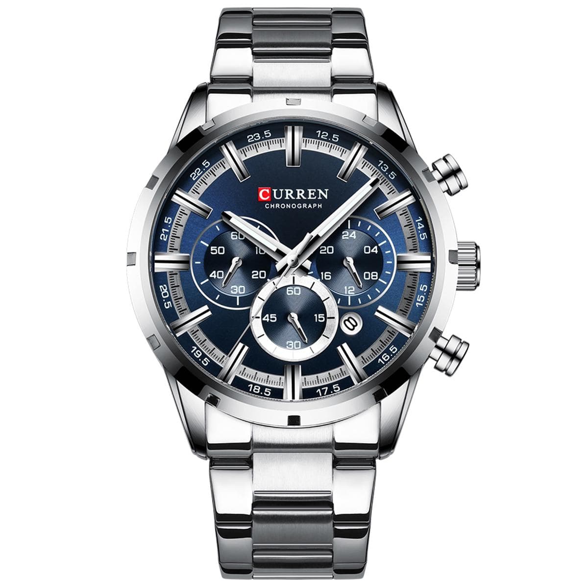 CURREN 8355 Luxury Classic Business Quartz Men Watch 3ATM Waterproof Large Case Big Dial Luminous silver