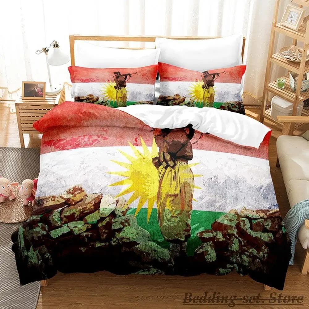 Kurdistan Flag Bedding Set Single Twin Full Queen King Size Bed Set Adult Kid Bedroom Duvetcover Sets parure de lit Bed 70x133cm 2pcs