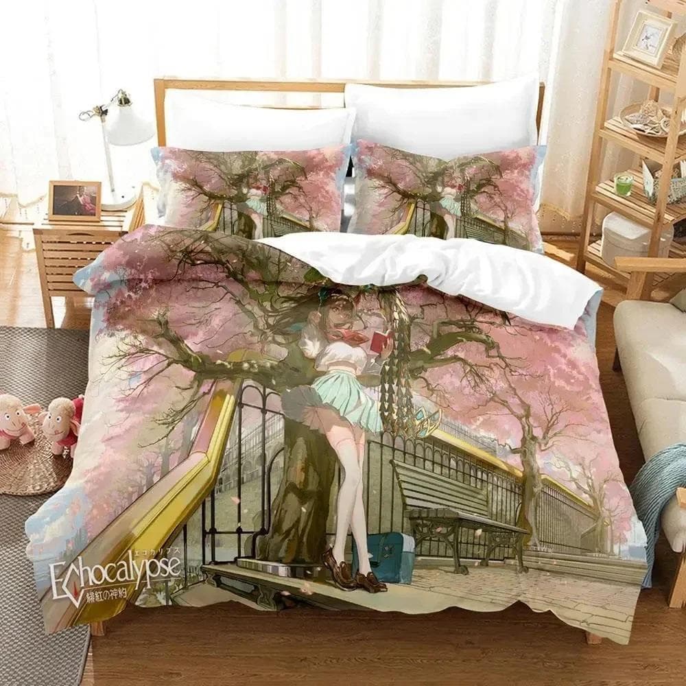 3dAnime Echocalypse Game Bedding Set Duvet Cover Bed Set Quilt Cover Pillowcase Comforter king Queen Size Boys Adult Bedding Set 70x133cm 2pcs