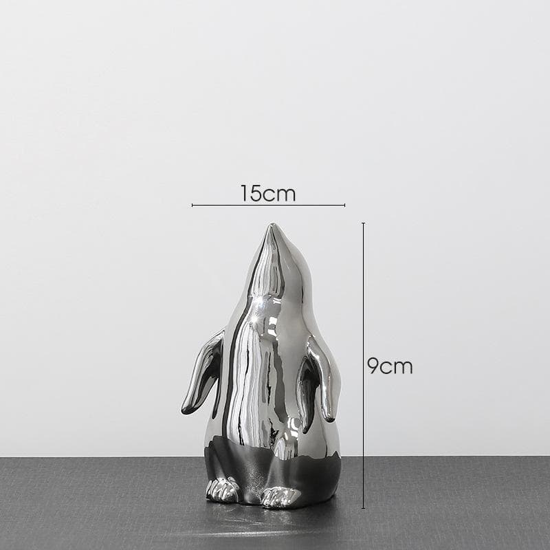Light Luxury Penguin Ceramic Decoration Living Room Entrance TV Cabinet Home Decoration Office Wine Cabinet Soft Installation Crafts silverbaby