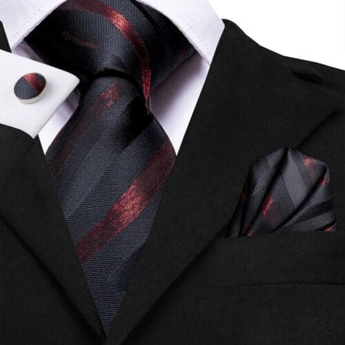 Hi-Tie Mens Silk Necktie Set Striped Paisley Solid Tie Pocket Square Cufflinks N-3363
