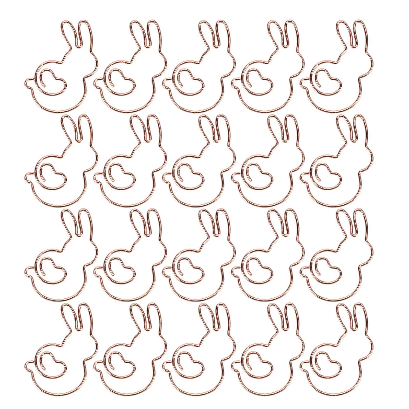 20Pcs Paper Clip Rose Gold Rabbit Shape Animal SpecialShaped Office Document Cute Pin