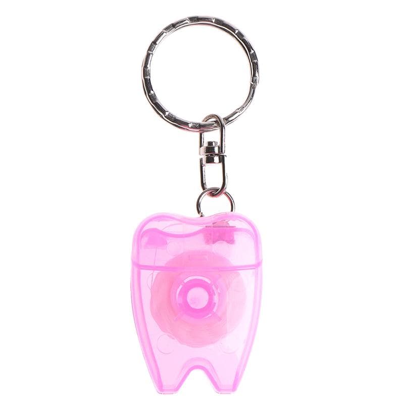 1pcs 15M Dental Floss Keychain Oral Care Flosser Teeth Cleaning Pick Oral Hygiene Health Clean Wire Portable Dental Floss pink