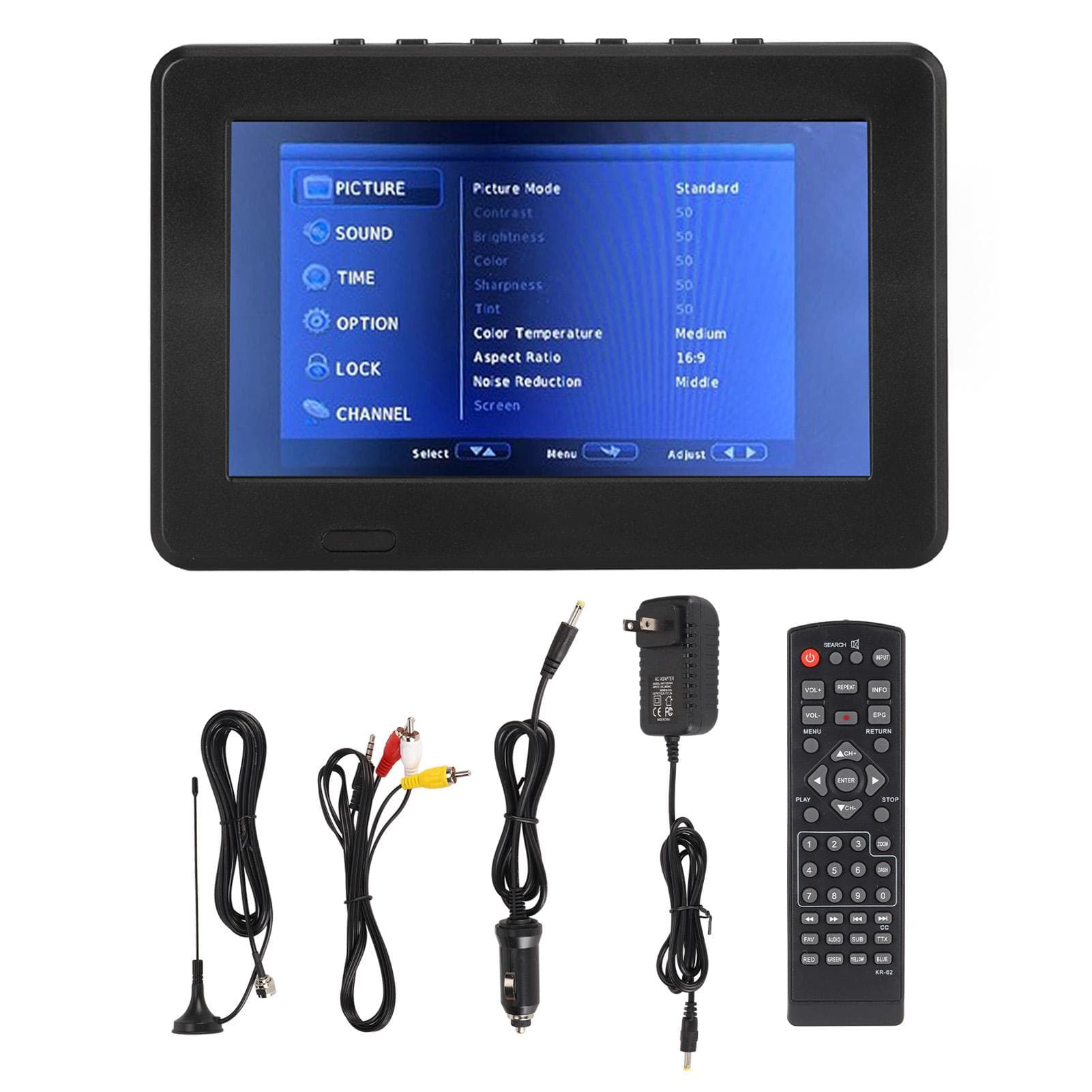 Portable Digital TV 7 Inch ATSC USB Storage Card TV Function Rechargeable 1080P LED Digital