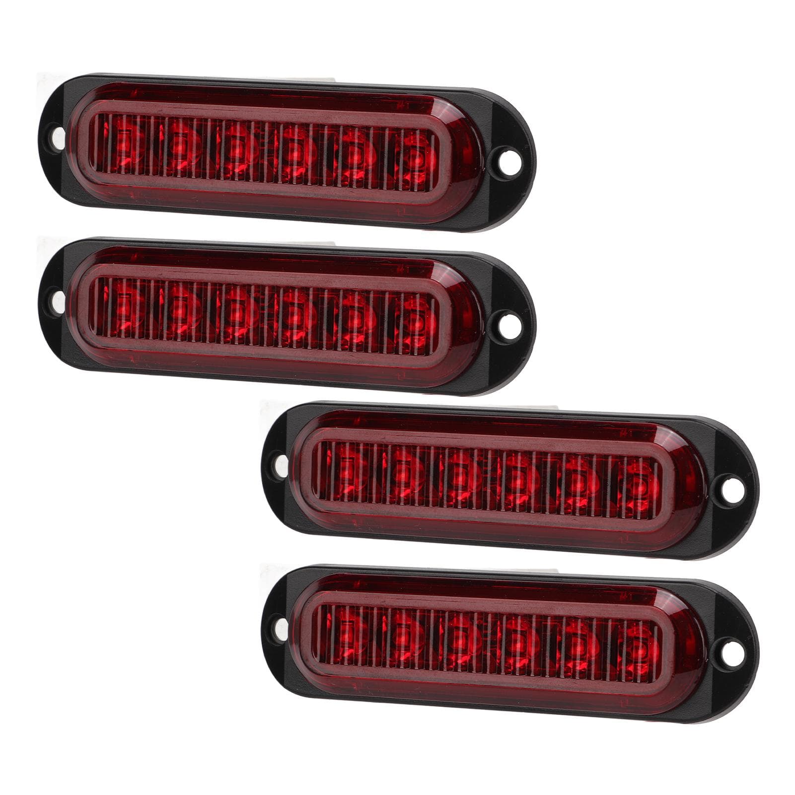 4Pcs Truck Side Lights High Brightness 90LM IP65 Waterproof 6 LEDs Truck Emergency Flash Light red