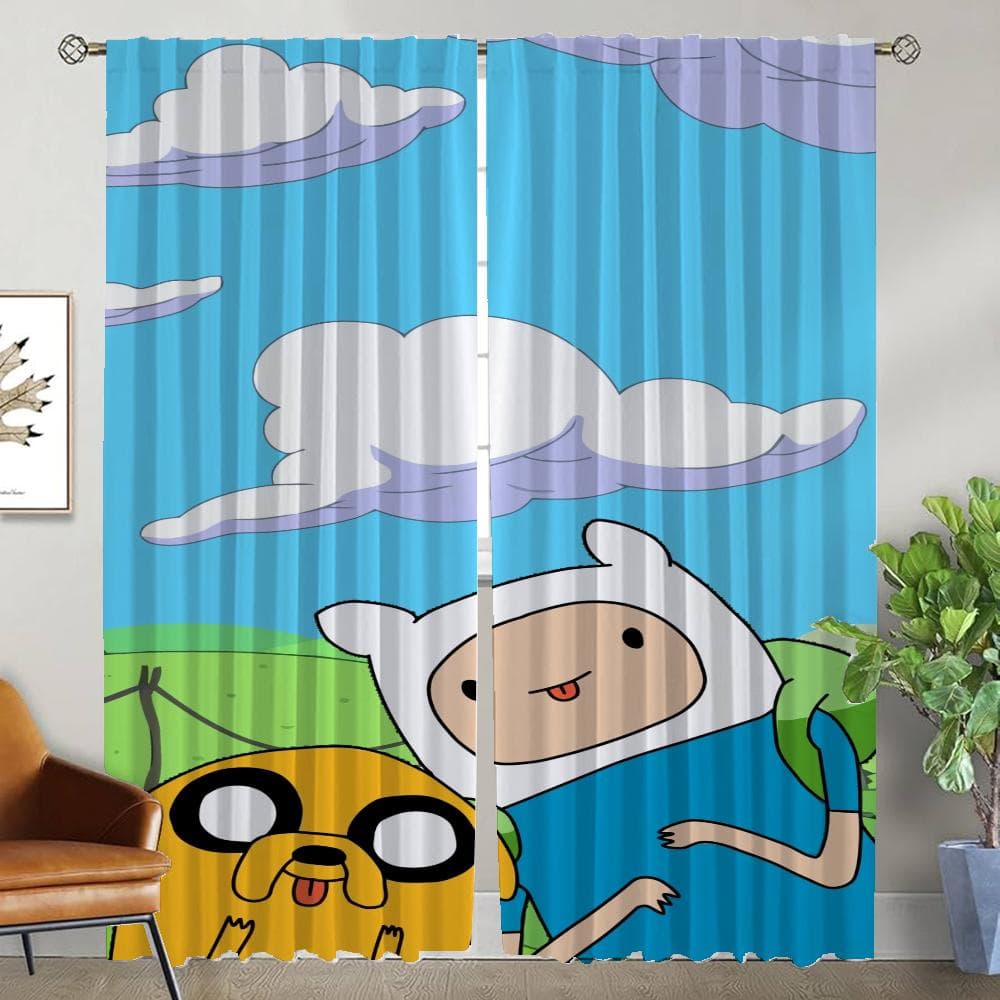 Adventures Time Curtains for Living Room Curtain for Room 2 Panel Partition Home Interior Curtains Shades Halloween Decoration W86xH183cmx2pcs-CL
