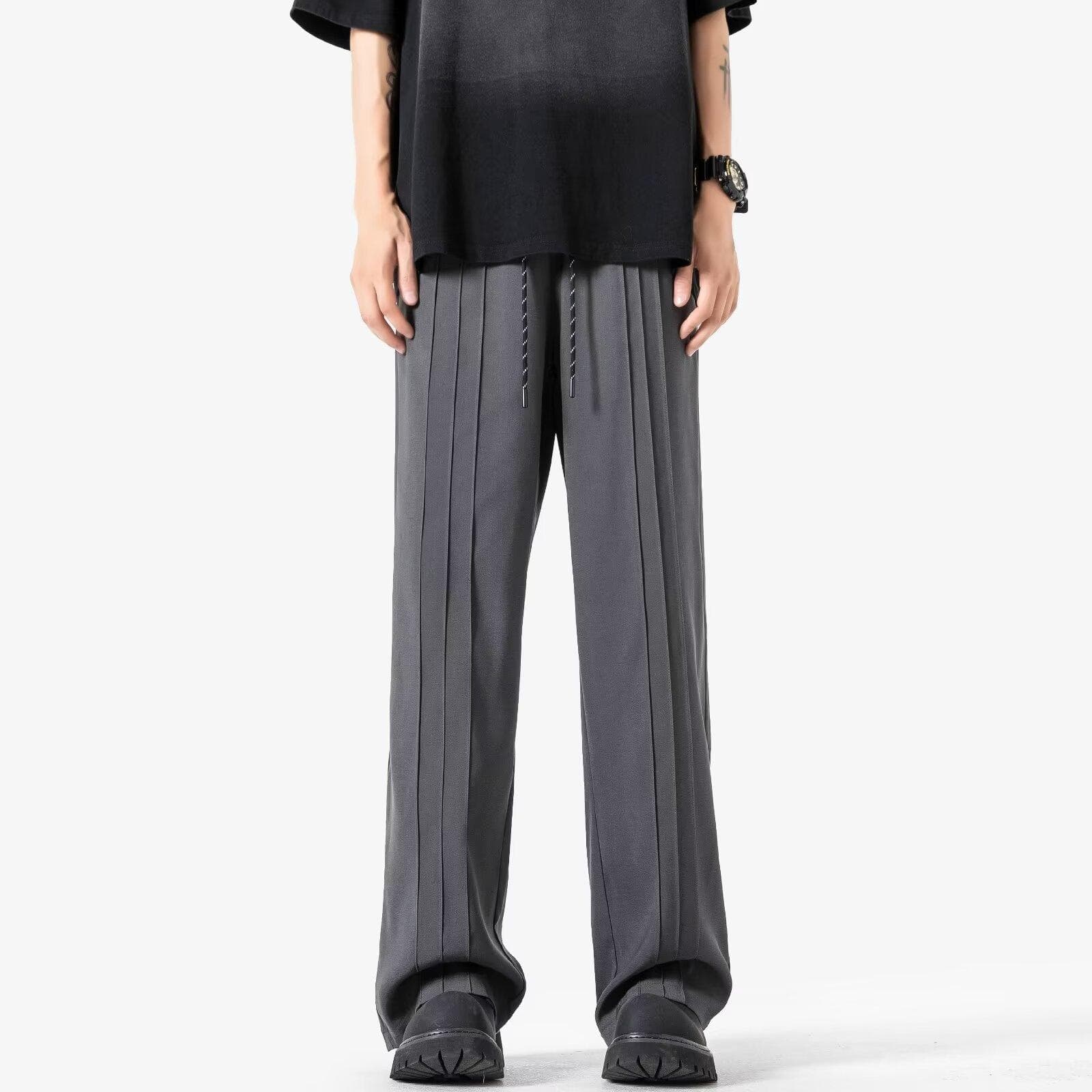 Casual Trousers Men's Summer Japanese Retro Niche Design Sense High Street Loose Wide-leg Straight Suit Pants 3XL
