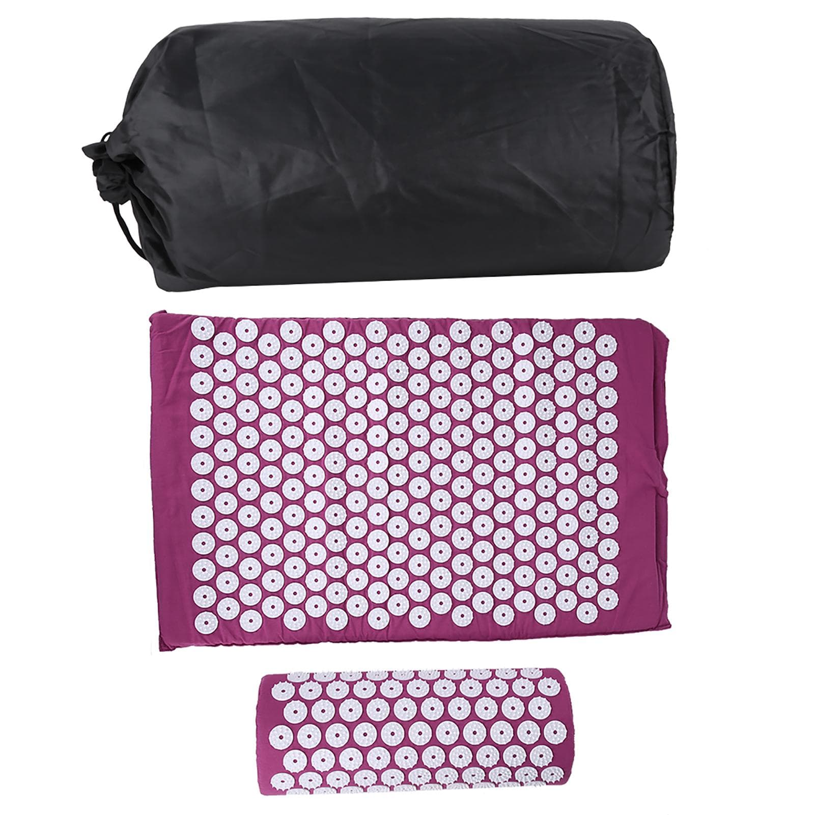 Acupressure Mat Pillow Set Acupuncture Massage Yoga Pad Mat Pain Relief with Carry BagPurple
