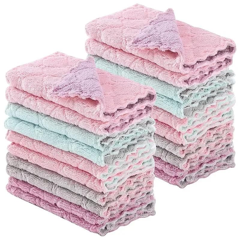 1/5/10pcs Microfiber Towel Absorbent Kitchen Cleaning Cloth Non-stick Oil Dish Towel Rags Napkins Tableware Household Cleaning 10pcs
