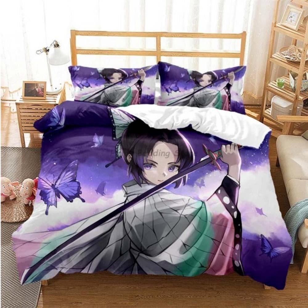 Anime Demon Slayer Bedding Set Japanese Cartoon Bed Linen 200x220 Teens Girls Twin Single Queen King Full Duvet Cover Sets AU Single140x210cm