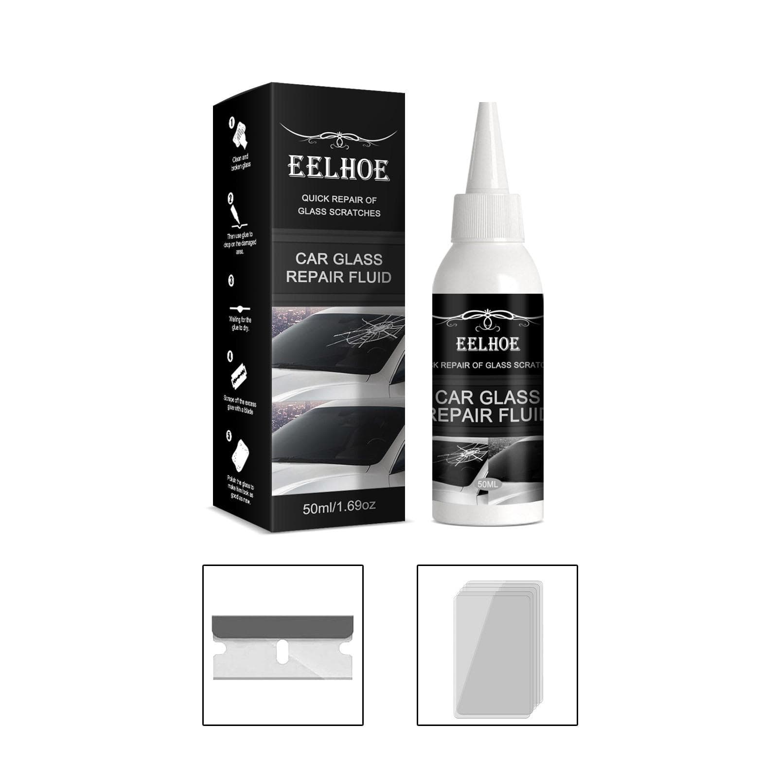 Yegbong 30ml 50ml Car Glass Crack Repair Liquid Windshield Quick Bonding Fluid Glass Repair Fluid Glass repair fluid Glass repair tools 50ml Box white