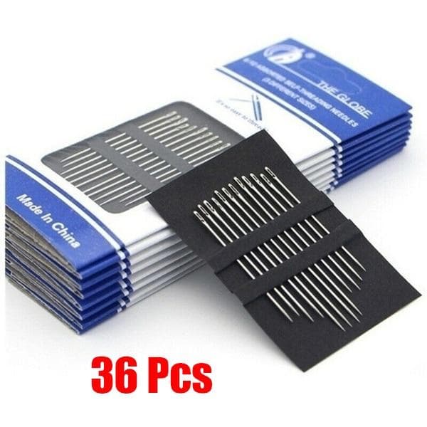 Stainless Steel Sewing Needles with Side Hole for Elderly, DIY Jewelry, Household Sewing - Available in 12, 24, 36 Pieces Packs 36 Pcs silver