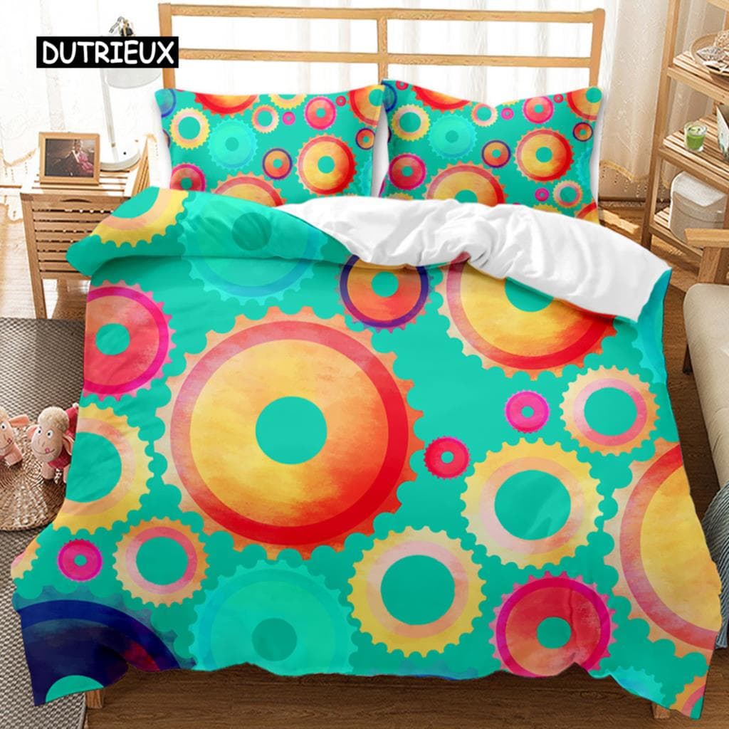 Mechanical Gear Duvet Cover Set Steampunk Style Bedding Set Clocks Polyester Comforter Cover Men Mechanical Device Bedclothes EU single(135x200cm)