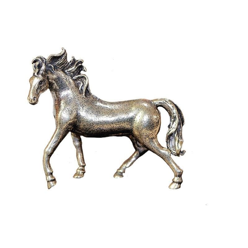 Pure Copper 12 Zodiac Solid Horse Feng Shui Ornaments Vintage Bronze Running Horses Statue Miniatures Figurines Desk Decorations 1pcs