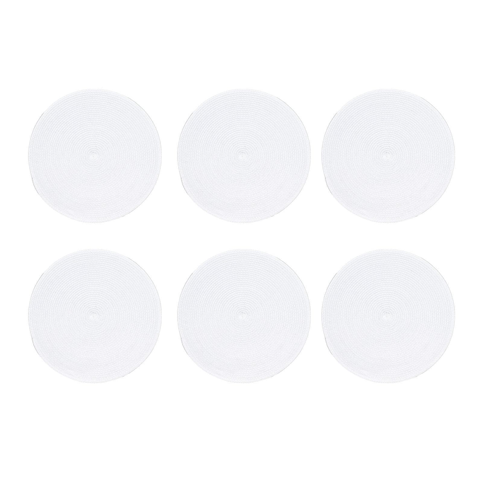 6PCS Round Placemat Woven White Table Mat Heat Insulation Easy to Clean Versatile Dining Accessory