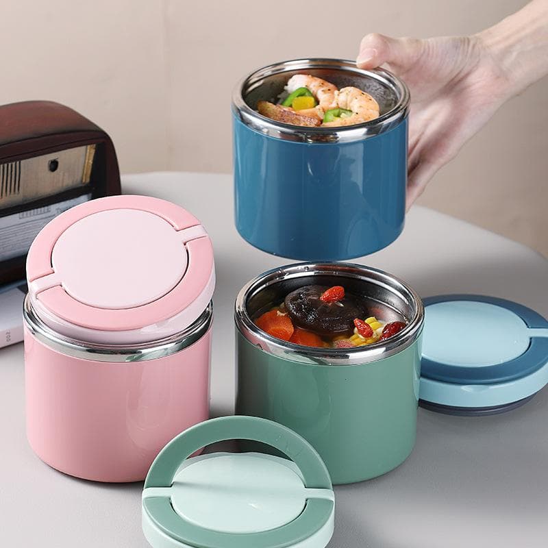 Stainless steel insulation bucket lunch box with rice wholesale round sealed Japanese lunch box