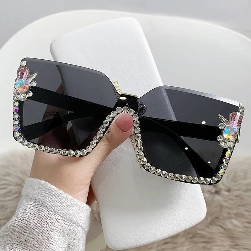 Women Fashion Gradient Color Sunglasses Unisex Vintage Square UV400 Sun Glasses Luxury Diamond Cut Eyewear no box