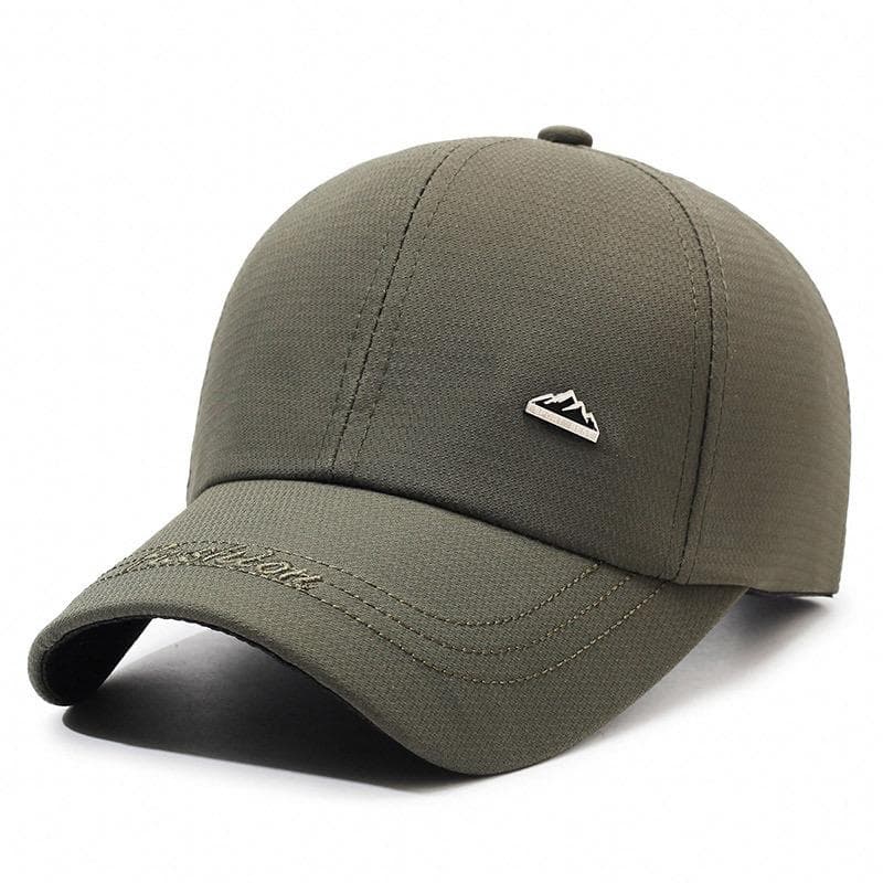 Hot Sale Men Solid Color Cap Outdoor Fashion Fishing Baseball Cap Leisure Mountain Peak Metal Label Baseball Hat for Casual Wear 56cm-60cm army green