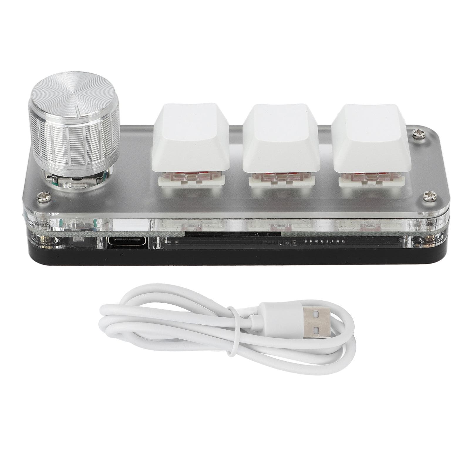 Mini 3 Key Keypad Mechanical White Gaming Keyboard Programmable One Handed for Office Games Music