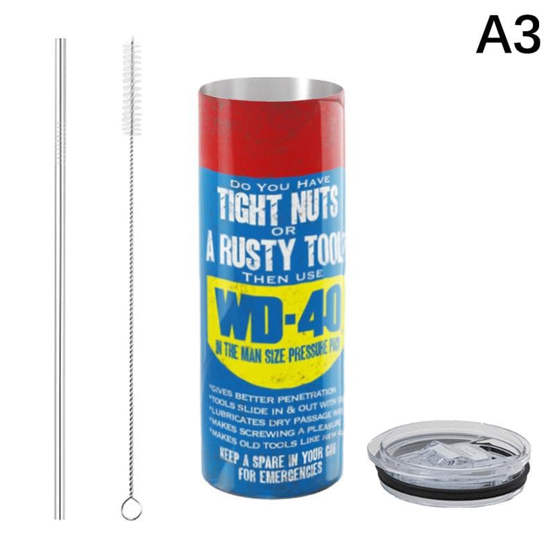 Dirty Pattern Thermos Cup 20Oz Insulated Stainless Steel Tumbler With Lid Engine Oil Filter Thermos Cup,Vintage Water Bottle