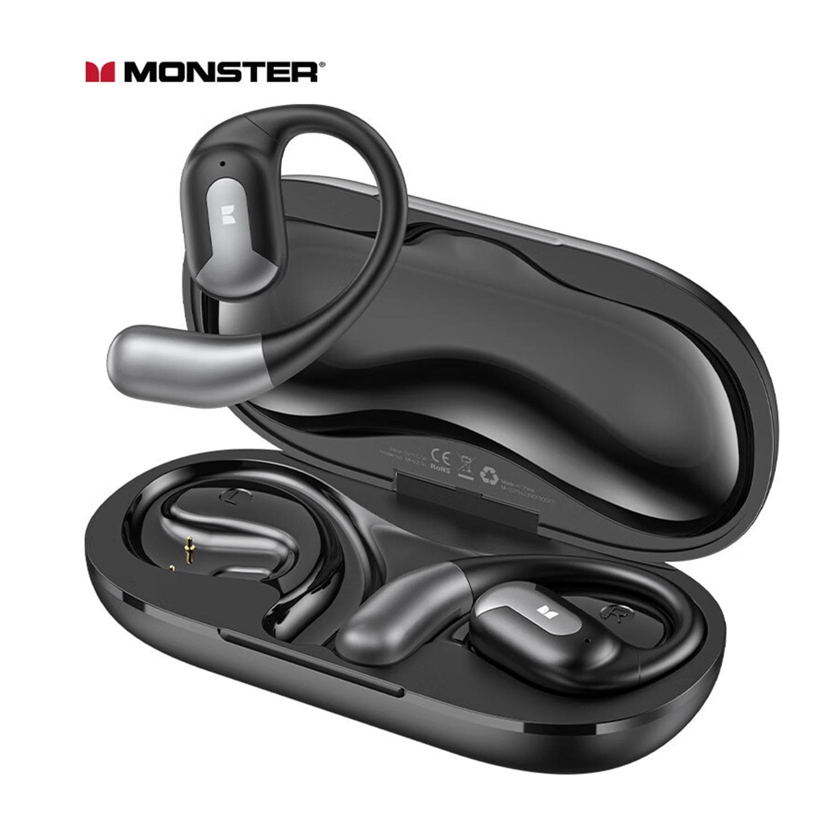 MONSTER AC317 Open Ear Headphone BT 5.4 Sport Earbuds with Earhooks Noise Cancelling Stereo black