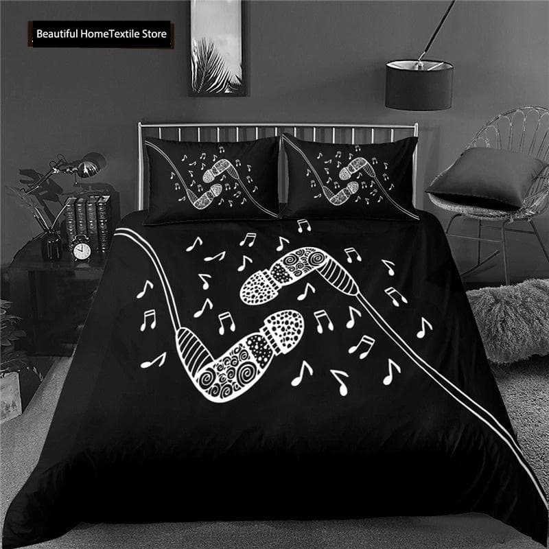 3d Music Notes Guitar Duvet Cover Set For Teens Adults Bedroom Decor Music Bedding Sets Fashion Hip Hop Comforter Cover 70x133cm 2pcs